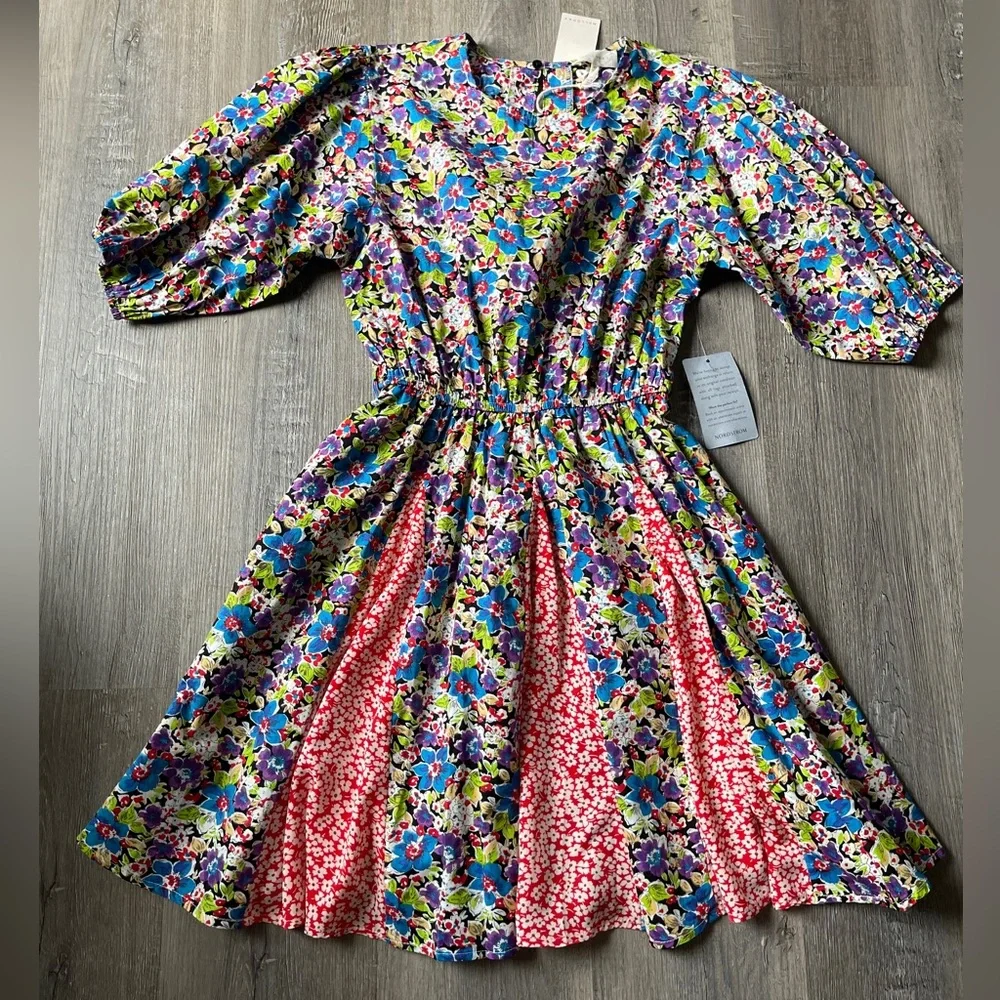Melloday Womens Dress Size X-Small XS Multicolored Patchwork Floral NWT - Picture 3 of 15